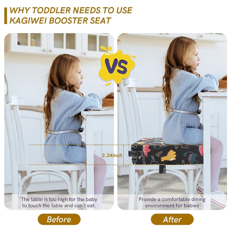 KAGIWEI Booster Seat for Kitchen Chair - Strong Support Toddler Booster Seat for Dining Table, Portable Booster Chair with Adjustable Elasticity Straps for Toddlers Eating Travel Home - Image 2